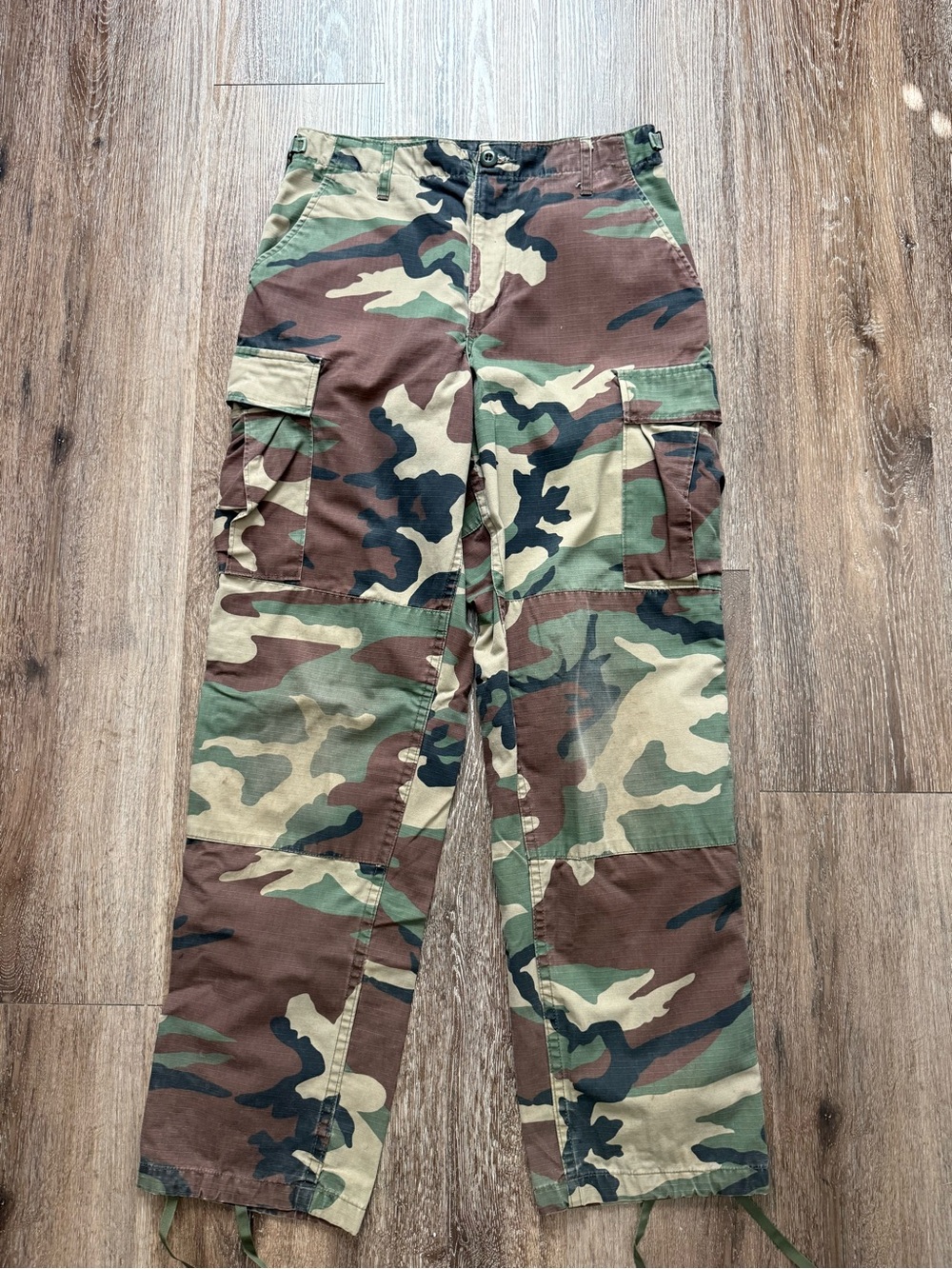 Genuine Gear Mens Woodland Camo Cargo Pants Military Tactical Ripstop Size Small